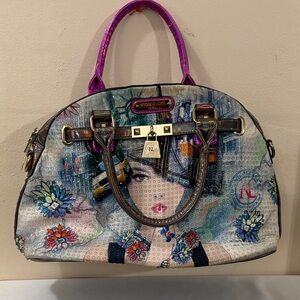 Nicole Lee Artistic Satchel with Purple Accents